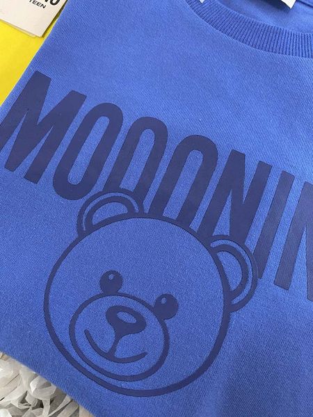 1-12T Gelb Blau Farbe Kinder Frühling Sommer T-Shirts Buchstaben Bär Design Muster T-Shirts Baby Jungen Mädchen Top T-Shirts Kinder T-Shirt Größe 90-130cm Kurzarm 100 % Baumwolle