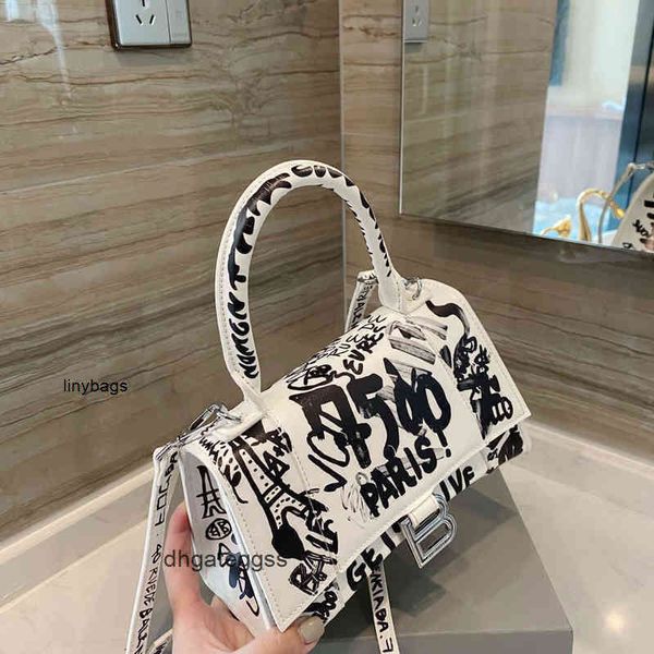 

balencaigass bags handbag trend graffiti hourglass popular personality women's single shoulder messenger foreign style leather hourglas