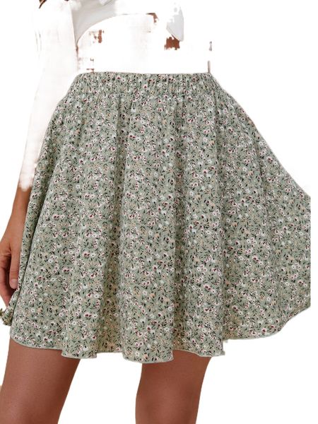 

d.itsy f.loral elastic w.aist f.lare s.kirt i3tg#, Black