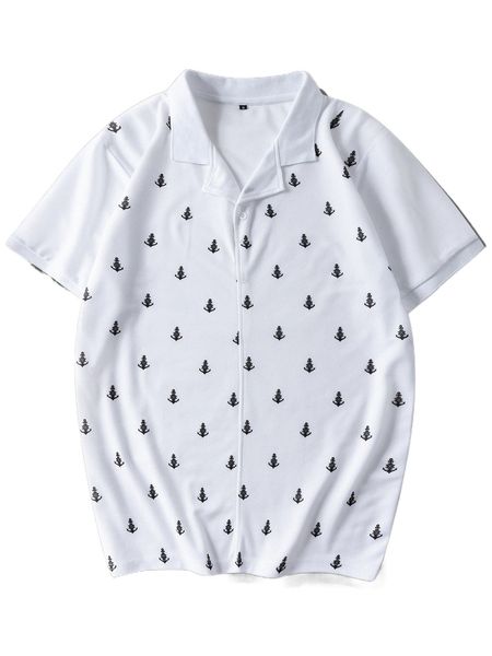

men anchor print polo shirt c3ms#, White;black