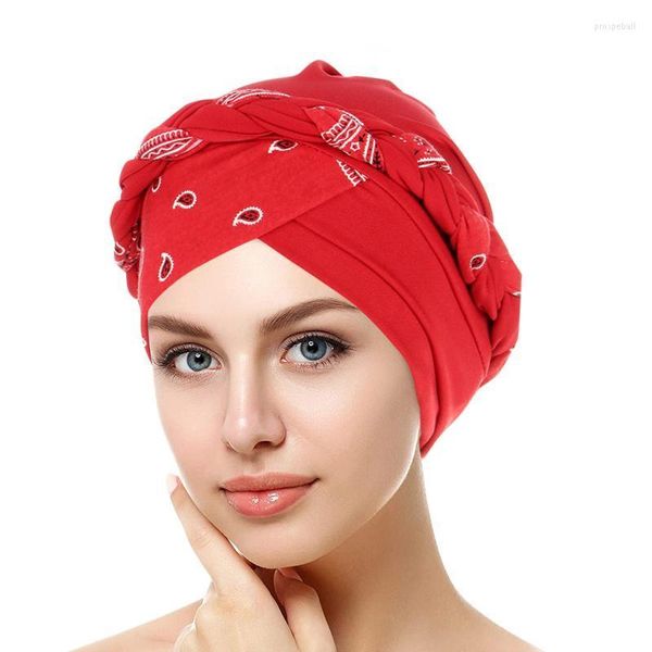 Beanie/Totenkopfkappen Chemo Krebs Kopf Hut Mütze Ethnisch Vorgebunden Twisted Braid Haarabdeckung Wrap Mode Kopfbedeckung Casquette Femme #P3 Pros22