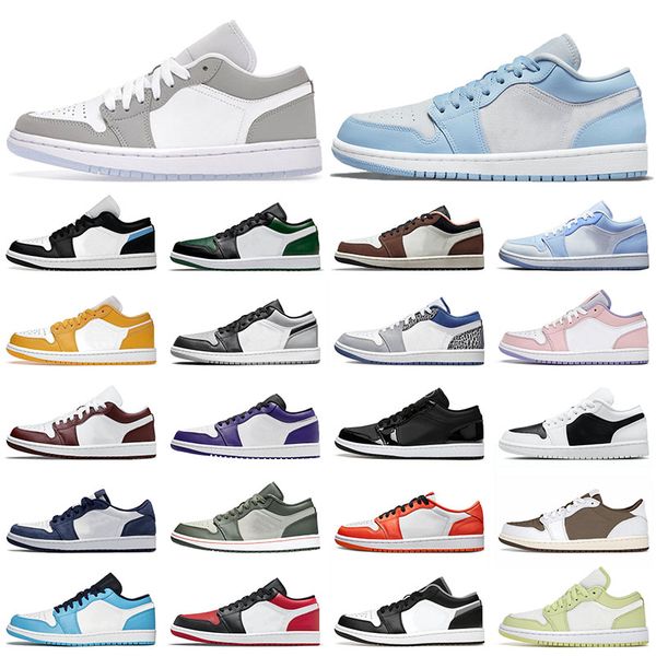 

1 1s jumpman basketball shoes light chocolate bred toe wolf grey mens womens unc aluminum pollen low fashion sneakers mighty swooshers train