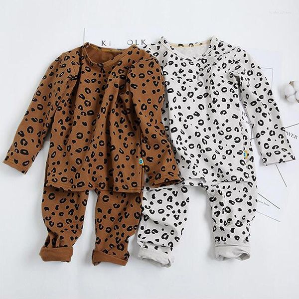 Kleidungssets Mode Leopardenmuster Jungen Mädchen Kleidung Anzug Frühling Herbst Langarm Kinder Lounge Tragen Bequeme Baumwolle Kinder Pyjamas S