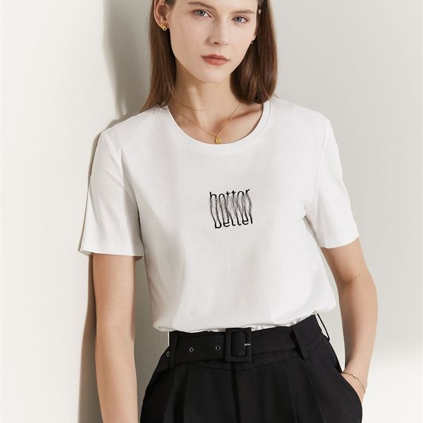 

amii minimalism summer womens t shirt fashion casual o neck printed womens cotton t shirt for women clothes 12240019 220527, White