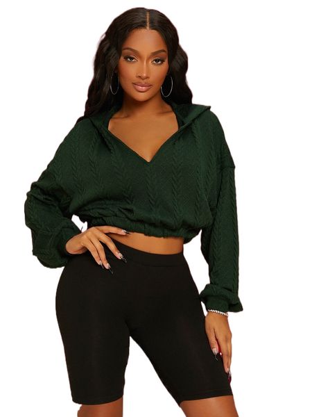 

sxy textured drop shoulder crop sweatshirt l3uw#, Black