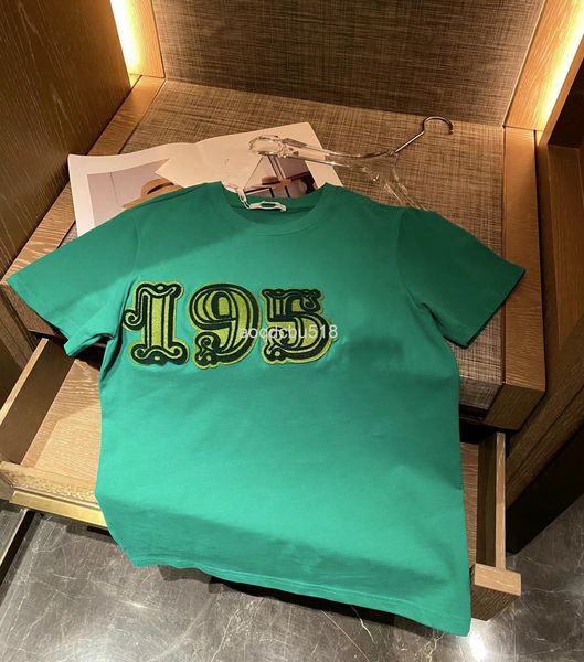 

women's t-shirt 22 spring and summer mx souvenir 1951 digital heavy industry embroidery fashion sense loose round neck couple pullover, White