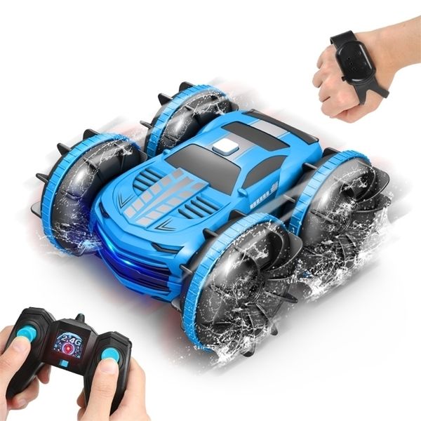 

2in1 rc car 2.4ghz remote control boat waterproof r controlled stunt 4wd vehicle all terrain beach pool toys for boys 220525