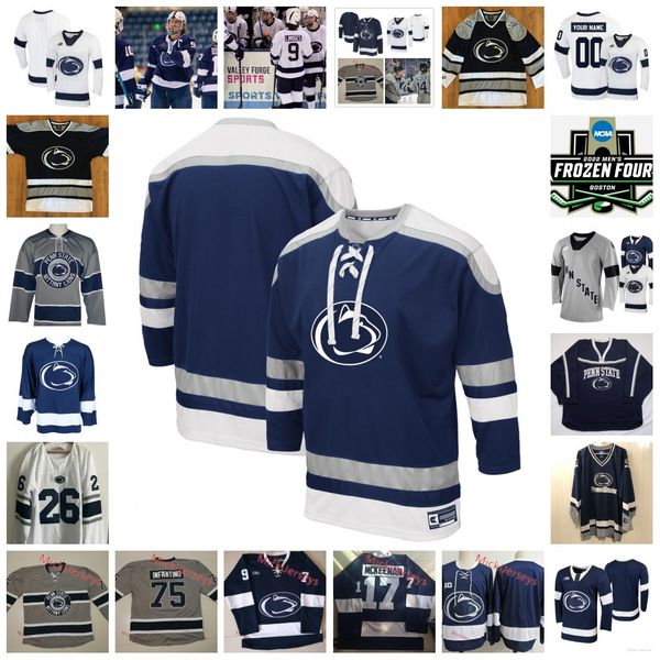 

2022 ncaa frozen four penn state nittany lions hockey jersey 31 peyton jones 4 kris myllari 25 denis smirnov 30 jessie bothun 20 natalie hei, Black