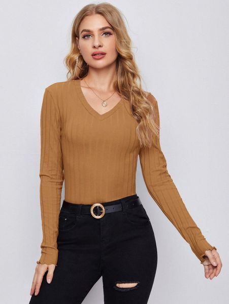 

v-neck rib-knit 617k#, White