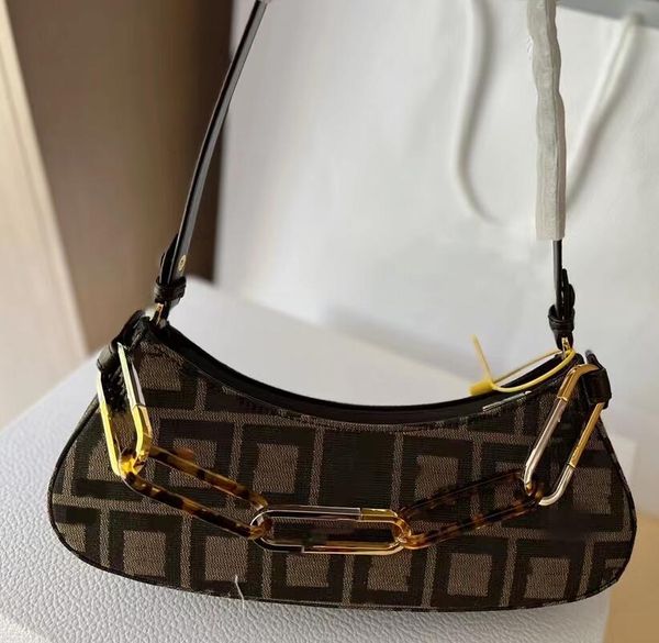 

single-shoulder bag classic letter printing handbag hawksbill metal chain axillary package women zipper baguette handbags wallet