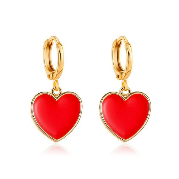 

clip-on & screw back romantic girl red heart-shaped pendant earrings charming women's wedding party ear clip jewelry valentine&#, Silver