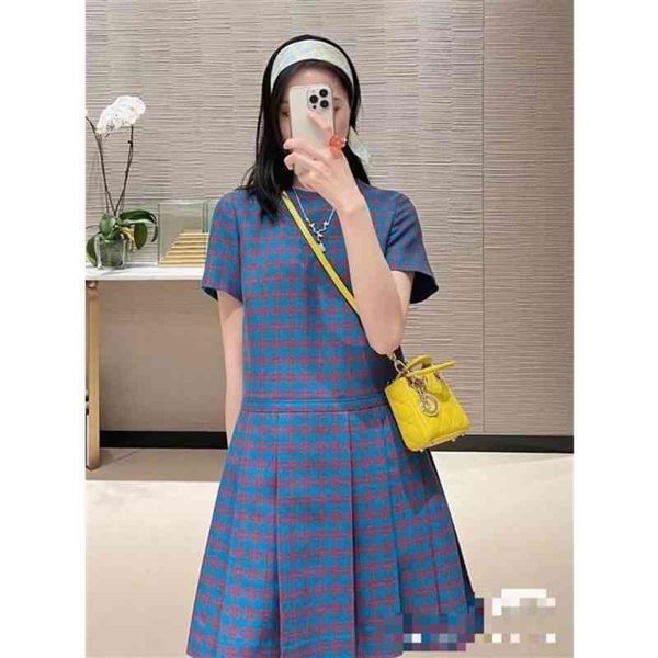 

casual dresses chaopai spring and summer thousand bird lattice age reduction juemei color pleated doll dress women b1z7, Black;gray