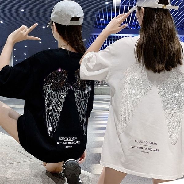 

fashion women's t-shirt for summer short sleeve pulovers midi loose clothes casual graphic aesthetic cotton korean t shirt 220509, White