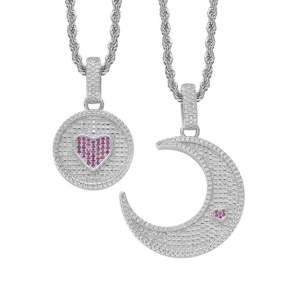 

men necklace hip hop gold silver plating pendants women heart necklaces man bling iced out 24inch rope chain hiphop 5a cubic zirconia stone