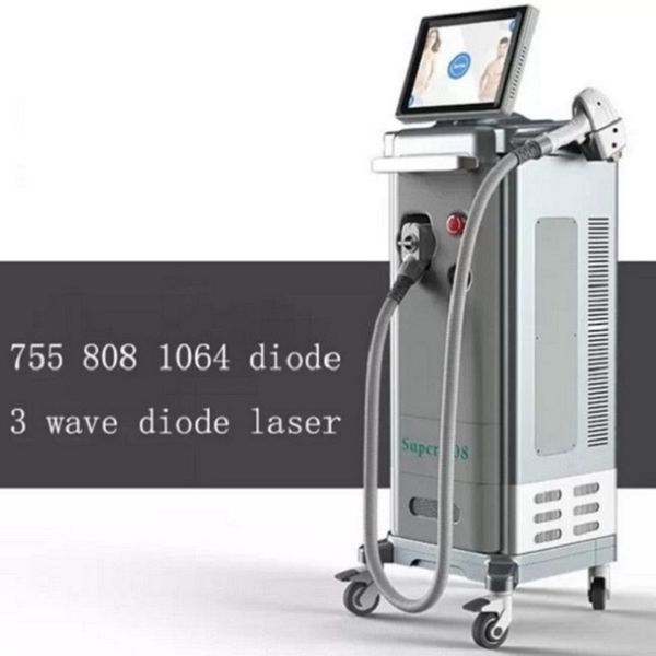 Top-Design 755/808/1064 nm Dreifachwellen 808 Diodenlaser dauerhafte pianfreie Haarentfernung Hautverjüngung Schönheitsausrüstung 808 nm Lasermaschine