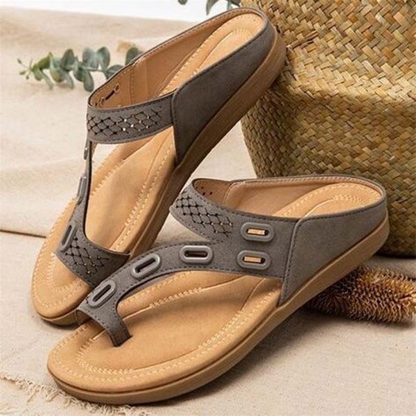

women sandals premium orthopedic womens flat slipper vintage antislip sandal flip flops ladies shoes plus size 44 220628, Black