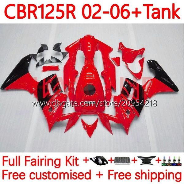 Corpo + coperchio del serbatoio per HONDA CBR-125R 125CC CBR125RR CBR 125 R CC 02-06 Carrozzeria 123No.43 CBR-125 CBR125R 02 03 04 05 06 CBR 125R 2002 2003 2004 2005 2006 Carenatura rosso lucido