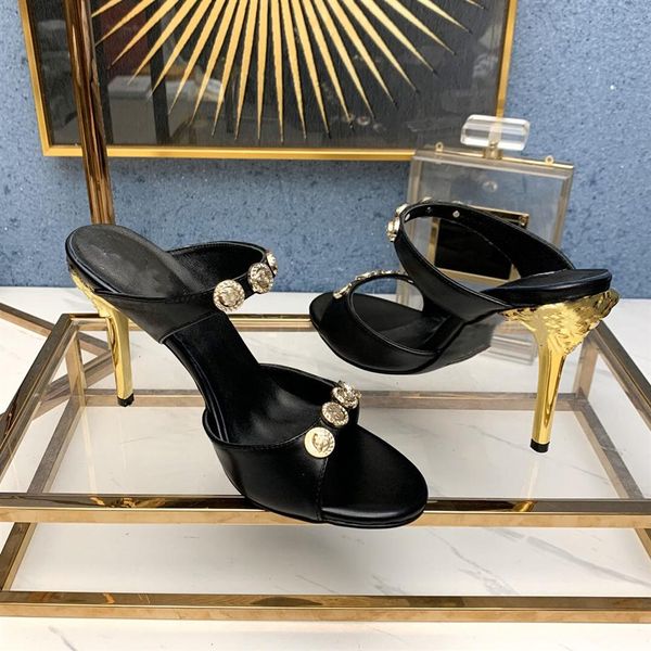 

2021 new classic high heeled sandals thin heeled shoes designer high heeled shoes women's sandals 01276t, Black