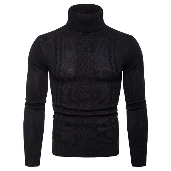 

fashion autumn winter warmth turtleneck men's high lapel pullover bottoming shirt jacquard knitted sweater men xy019 201203, White;black