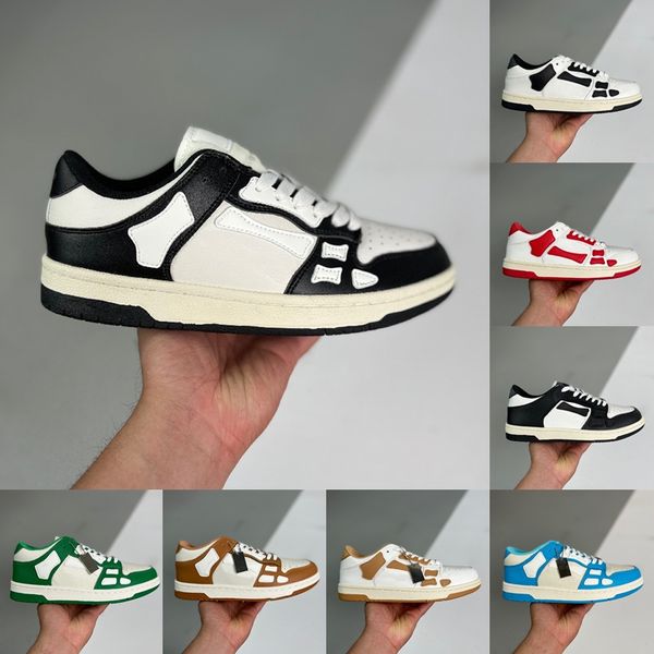

skel-hi sneakers men casual shoes designer low shoe leather bones applique lace up asketball running shoes size 40-45