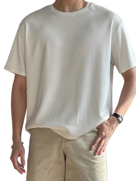 

dazy men solid round neck tee x46y#, White;black