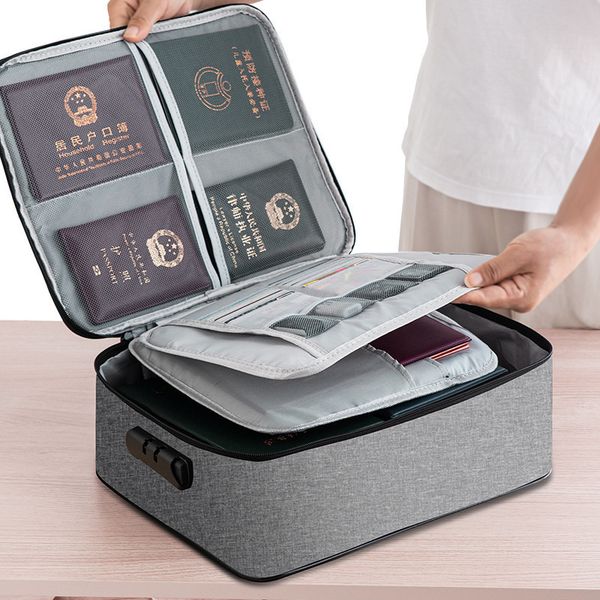 

grote capaciteit multi-layer document tickets opbergtas certificaat file organizer case home reizen paspoort aktetas met slot 220512