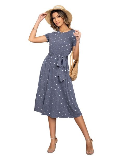 

dearcase polka dot belted dress o8zi#, Black;gray