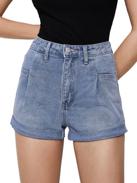 

high waisted straight leg denim shorts u2e9#, White;black