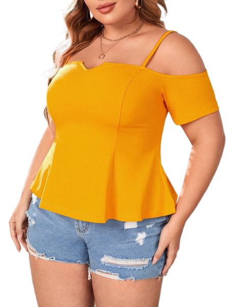 

plus cold shoulder solid k1dc#, Black