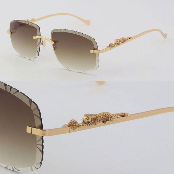 

wholesale fashion outdoor design classical sunglasses t8200761 leopard series sun glasses diamond cut rimless luxury uv400 driver eyeglasses, White;black