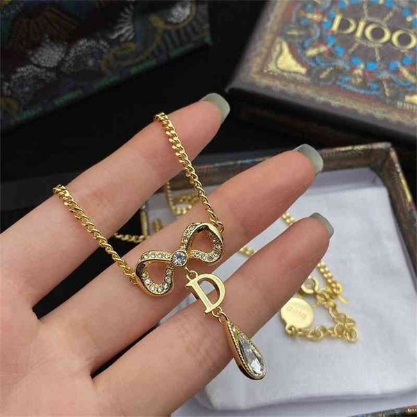 

factory wholesale bow water drop necklace fashion simple temperament women's clavicle chain, Silver