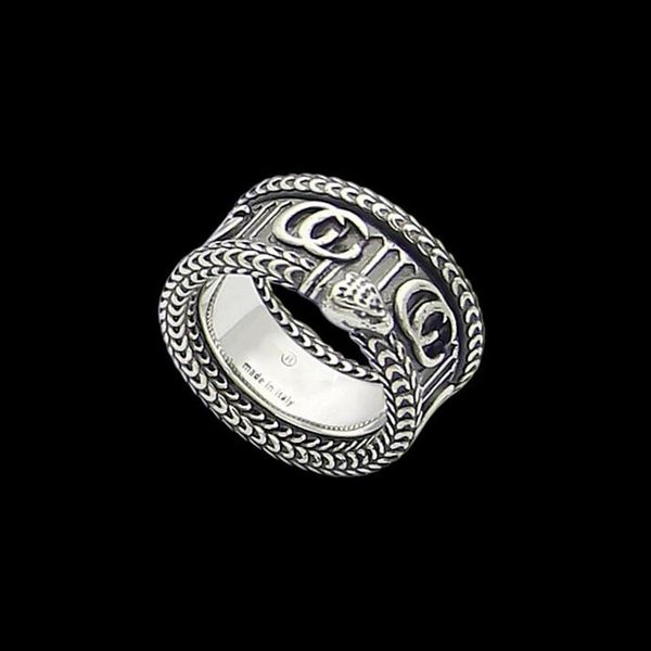 

g letter stereo king snake ring retro gold lovers stripe315n, Golden;silver