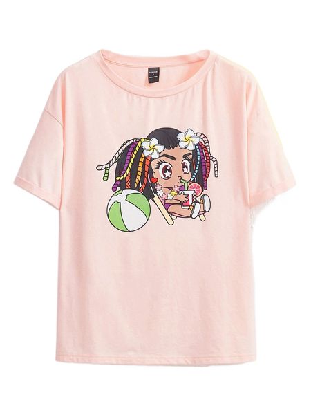 

x mvtrtk figure graphic drop shoulder tee o6u6#, White