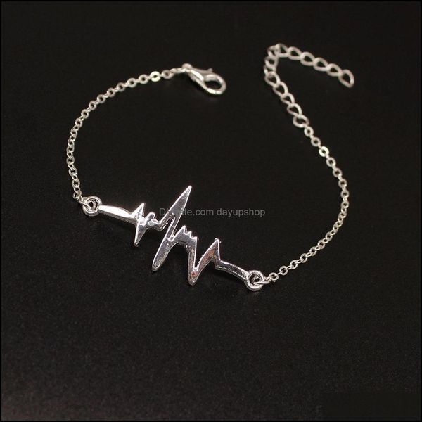

charm bracelets jewelry electrocardiogram trendy sier color bangles for women fashion gi dh36m, Golden;silver