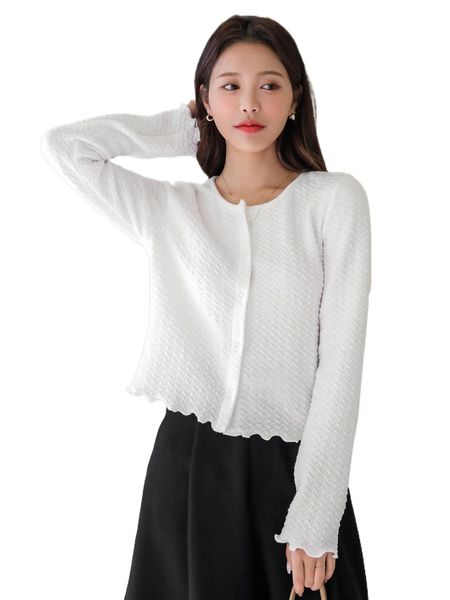

dazy lettuce trim button front tee d4ja#, White