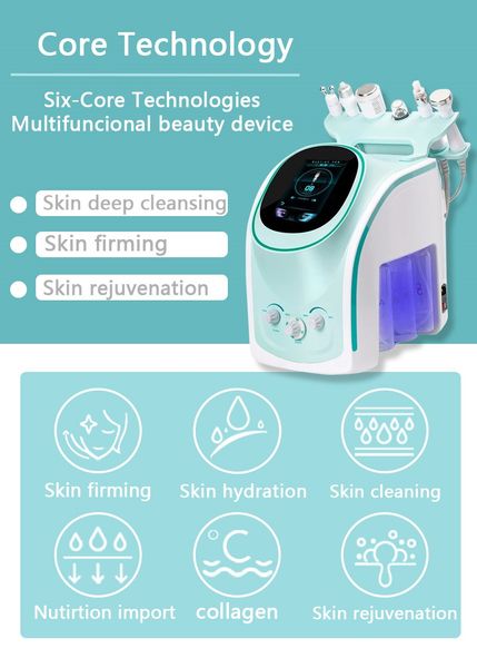 6 em 1 Multifuncional Hidrogênio Oxigênio Pequeno dispositivo de beleza de bolhas com levantamento de rejuvenescimento da pele do analisador de detecção de pele HD