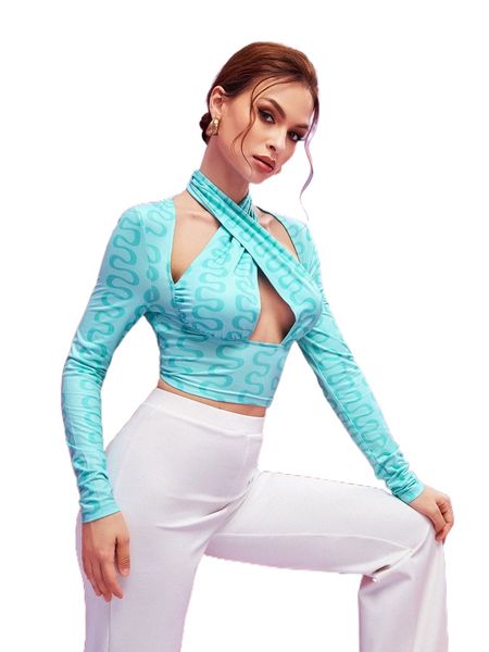 

x tamsin graphic halter neck cut out w7wz#, White