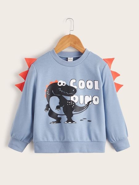 

toddler boys letter & dinosaur print triangle detail pullover she, Black