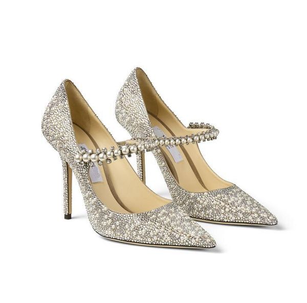 

luxury fashion baily mary jane women's sandals pumps with crystal pearl point toe ankle strap high heels lady part jimmys choos hpg, Black