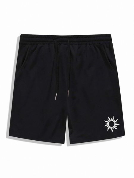 

romwe guys sun print drawstring shorts l8dz#, White;black