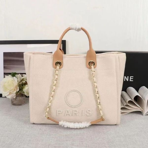 

designers luxury fashion beach bags brand ch women handbags pearl evening bag female canvas portable high-capacity classic trend big handbag, Black;red