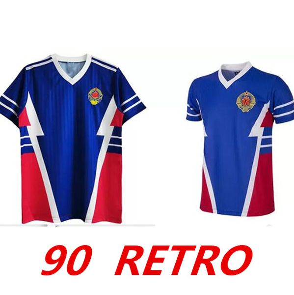 90 Maglia da calcio retrò Jugoslavia Home Maglia blu Mijatovic SAVICEVIC Maglia da calcio vintage Camiseta 999