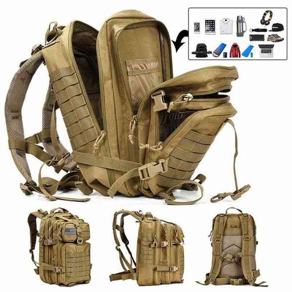 

50l military tactical backpack outdoor large capacity waterproof travel hiking army hunting rucksack men camping 3p bags t220801