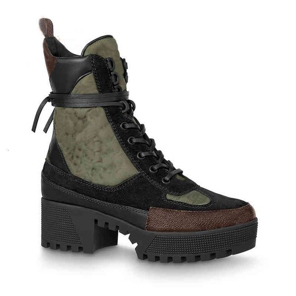 

boots martin boots classic winter coarse heel women designer shoes 100% leather flamingos love medal desert boot lace up lady thick high 74o, Black