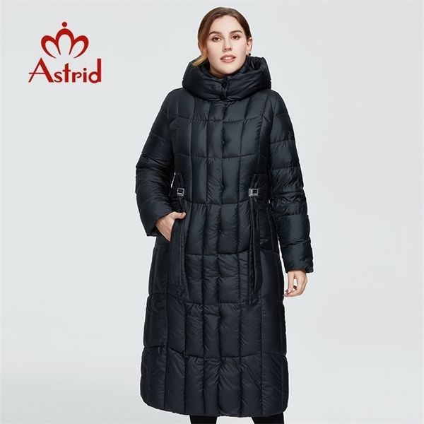 

astrid new winter women's coat women long warm parka plaid fashion thick jacket hooded large sizes female clothing 9546 201019, Black
