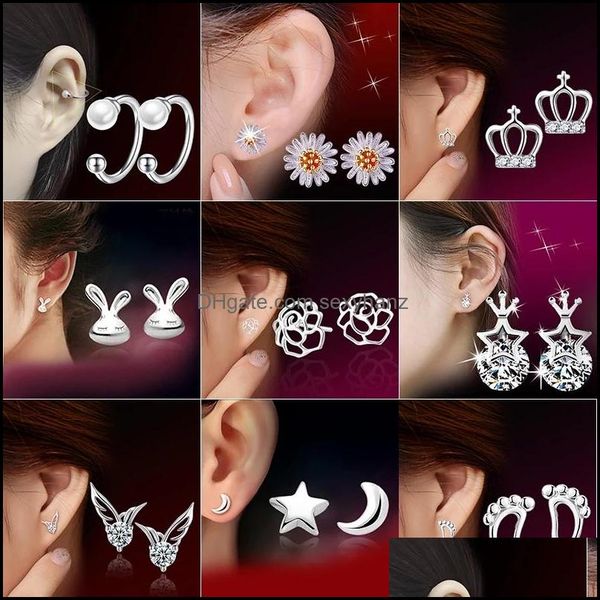 

stud earrings jewelry 925 sterling sier splicing cute animal for women casual style girl earings personality drop delivery 2021 mrel7, Golden;silver