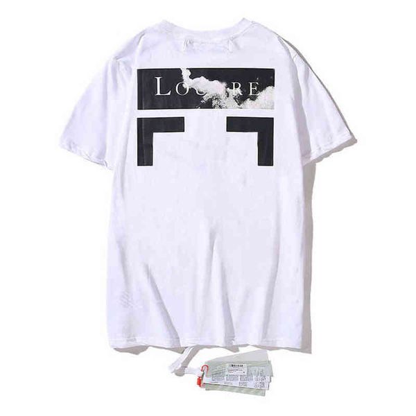 

classic fashion brand mens t shirts offs summer designer women loose tees quality t-shirt letter arrow oil painting black white tshirts lux, White;black