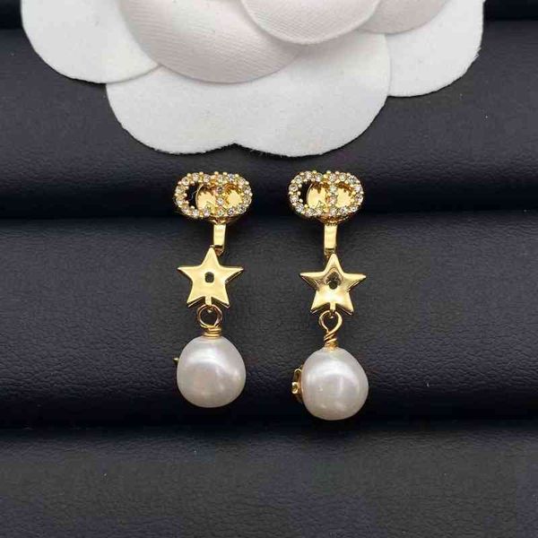 

2022 factory wholesale new di home new diamond female pearl star tassel earrings uqnc, Golden