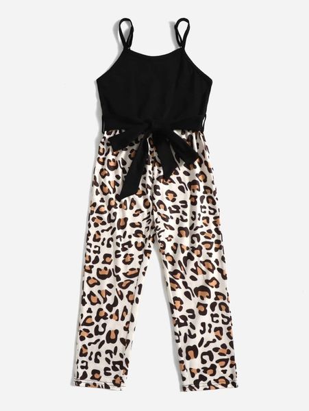 

toddler girls leopard print belted cami jumpsuit she, Blue