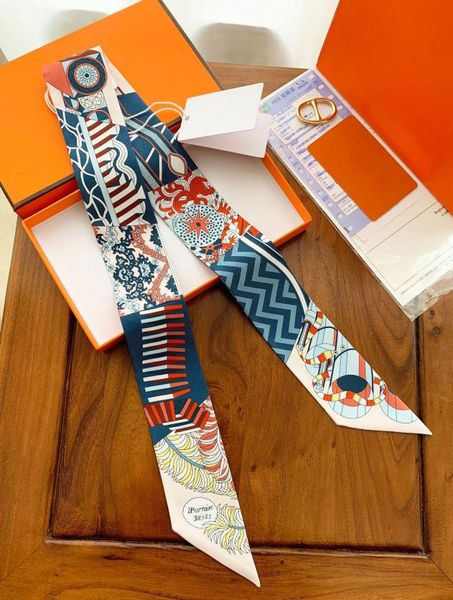 

18  silk scarf womens french retro tie bag small long ribbon decoration hair band h allmatch ribbon, Blue;gray